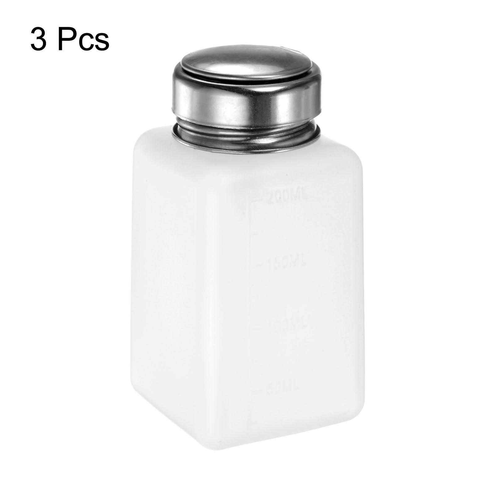 QUARKZMAN 3pz Dispenser Solventi Alcol, 200ml(6.8oz) Dispenser Liquidi Pressione, Coperchio Sigillante Acciaio Inox per Acetone, Detergente, Solvente Smalti, Bianco