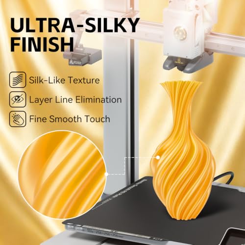 Image of Kingroon Silk PLA 3D Printer Filament, Dimensional Accuracy + /- 0.03 mm, 1 kg Spool(2.2lbs), PLA Shiny Filament 1.75 mm (Gold)