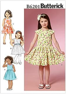 Butterick Patterns 6201 CDD,Children's/Girls Dress,Sizes 2-3-4-5, Linen, White