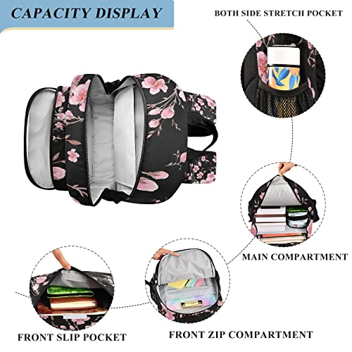ALAZA Cherry Blossom Sakura Floral Laptop Backpack Purse for Women Men Travel Bag Casual Daypack with Compartment & Multiple Pockets4