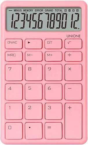 UNIONE Calculadora rosa de bolsillo y escritorio con pantalla LCD brillante escritorio portátil de doble potencia Color negocios oficina escuela
