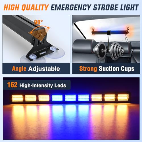 Image of Nilight 162 LED Traffic Advisor Strobe Light Bar with Controller Amber Blue | 2 in 1 Emergency Warning Hazard Lights 4 Switchable Color 36 Flash Pattern for Trucks Cars Tow Plow Construction Vehicles