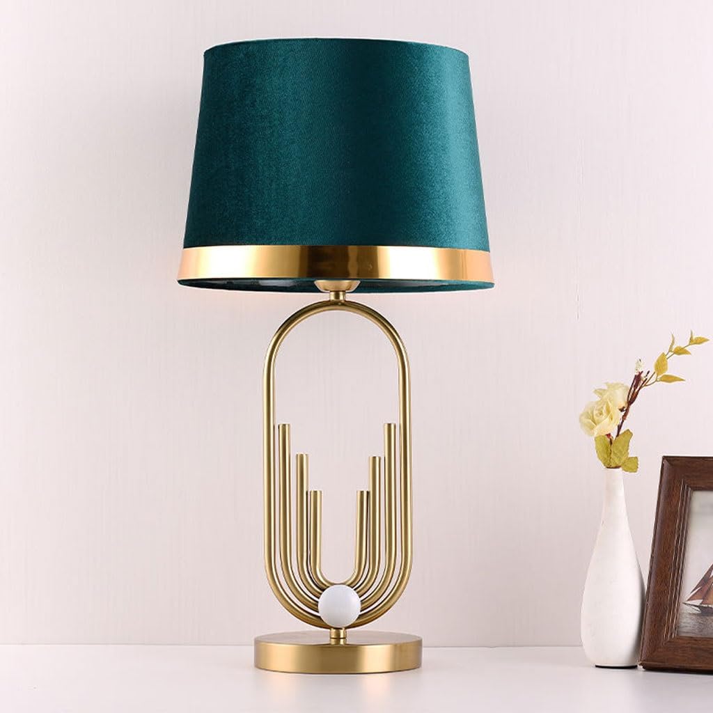Lámpara de mesa Luz de lujo Simple Lámpara de mesa moderna Adornos Dormitorio Mesita de noche Lámpara de mesa de lectura de estudio(A)