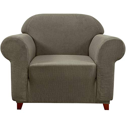 subrtex 1-Piece Stretch Sofa Cover Spandex Jacquard Fabric Slipcovers for Couch, Armchair, Machine Washable (Chair, Green)