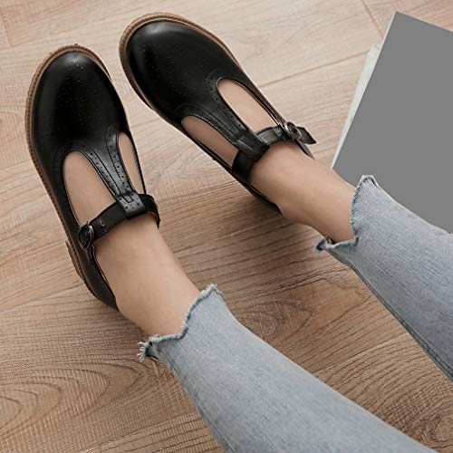 Parisuit Womens T Strap Mary Jane Low Heels Pumps Vintage Chunky Oxfords Dress Shoes4
