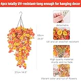 4Pcs Autumn Artificial Hanging Flowers,Autumn Hanging Vine Plant,UV-Resistant Fake Hanging Flowers Plants for Fall Home Garden Indoor Outdoor Decoration Thanksgiving Halloween Decor (two color) - Image 3