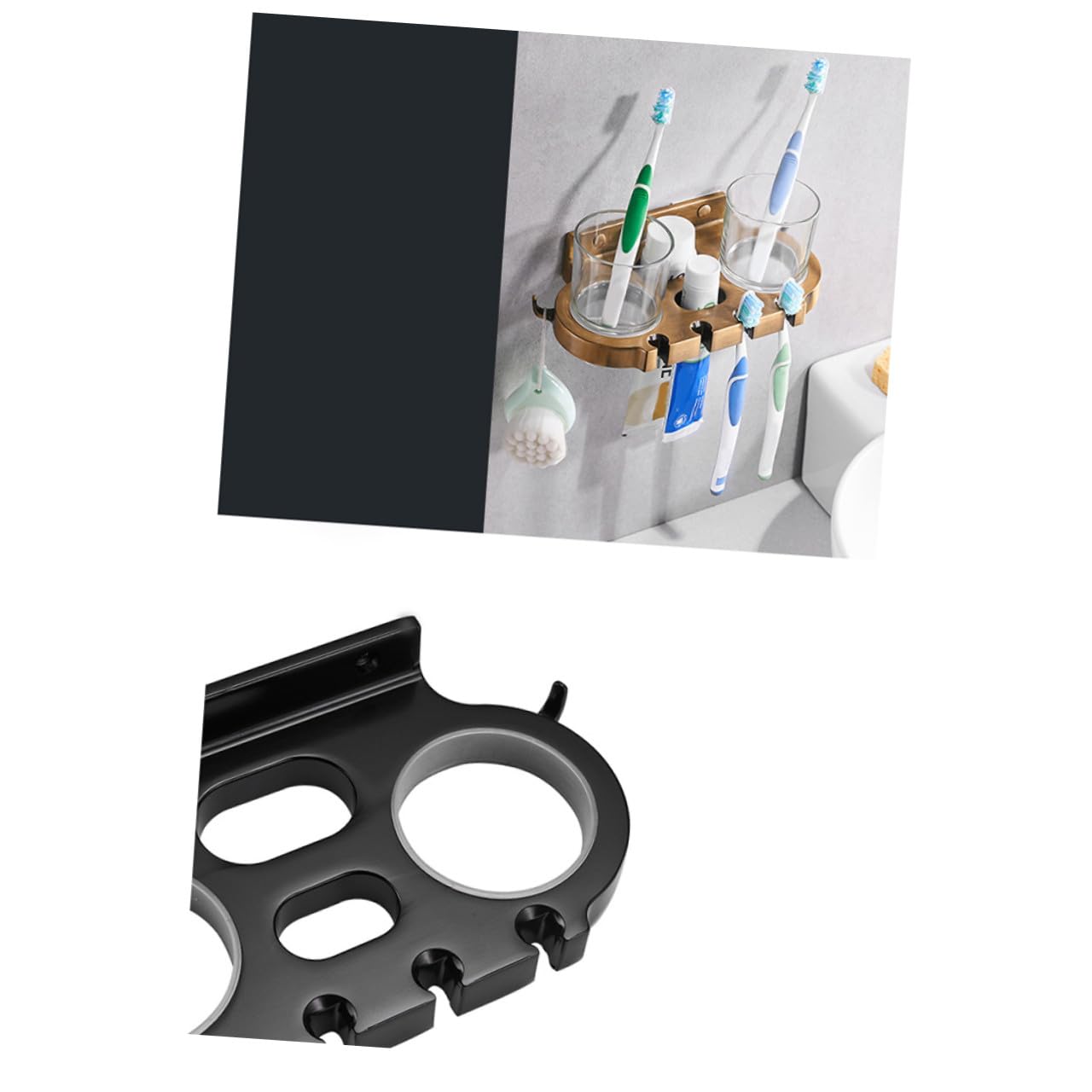 Portaspazzolino Da Bagno in Alluminio Con Ganci Portaspazzolino Per Spazzolini Da Denti Bicchieri Dentifricio Asciugamano