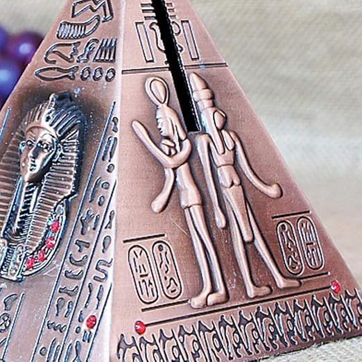 Garneck Piggy Bank Metal Egyptian Pyramid Coin Bank Desktop Decoration Ornament Kids Birthday Gift Random Color