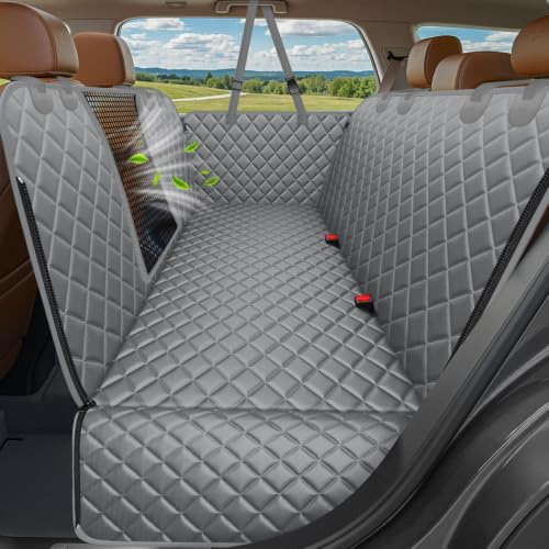 Image of URPOWER Upgraded Dog Seat Covers with Mesh Visual Window 100% Waterproof Dog Car Seat Cover Nonslip Pet Seat Cover for Back Seat with Storage Pockets, Washable Dog Hammock for Cars Trucks and SUVs | Mesh Window, Side Flaps, 600D Oxford, Scratch Resistant, Non-Slip, Easy Install, Machine Washable, Dog Seat Belt Included