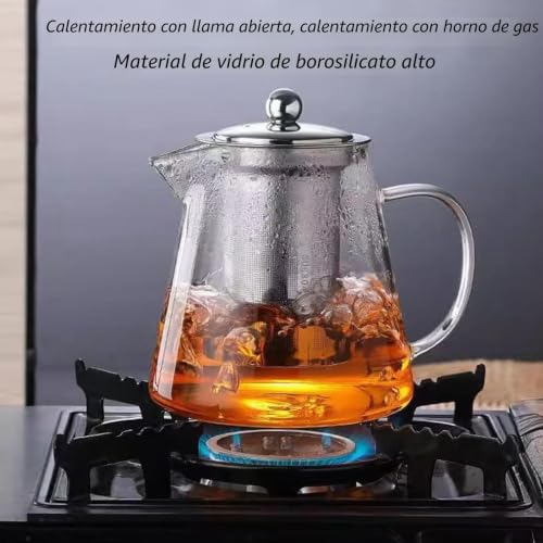 Té de vidrio de borosilicato tetera con colador de 550 ml transparente para té suelto 3