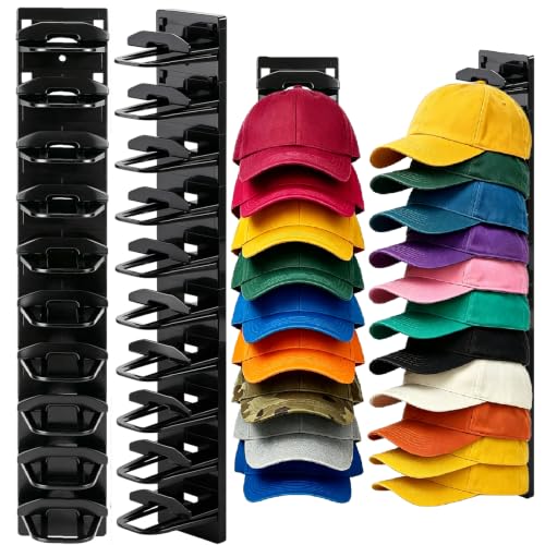 2-Pack Wall-Mounted Baseball Cap Organizer Rack (Black) - image 7