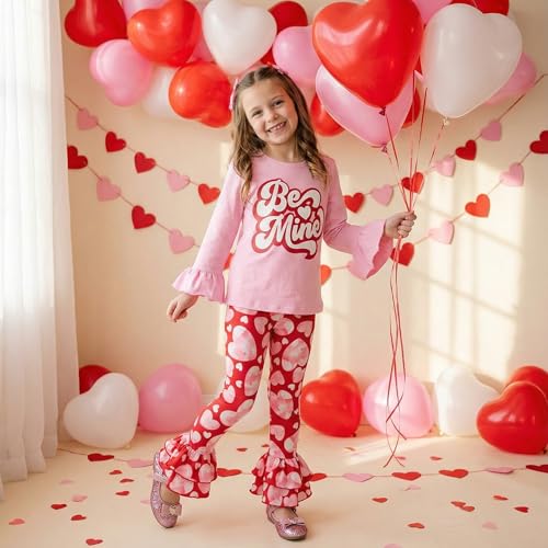 Image of Unique Baby 2 Piece Girls Double Ruffle Leggings and Long Sleeve Shirt Clothes Set Kid and Toddler Girl Outfit