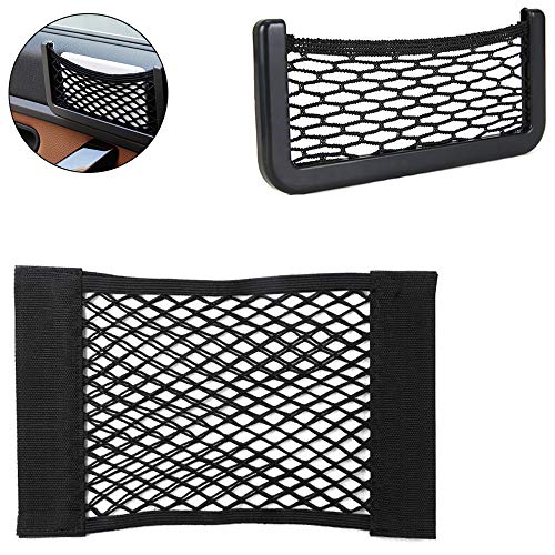 Gresunny 4pcs red de almacenamiento para coche redes de almacenaje de troncos red elástica maletero organizador coche bolsa de almacenamiento de velcro para maletero de coche camión 40*25cm, 20*8cm