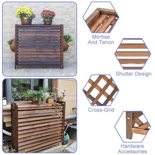 Cubierta de aire acondicionado de madera para jardín 96x40x89 cm 4