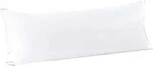 FLXXIE Body Pillow Cover - Super Soft Microfiber 20x54 Body Pillow Case - Envelope Closure, Wrinkle, Stain Resistant White Body Pillow Cover, 20x54, White