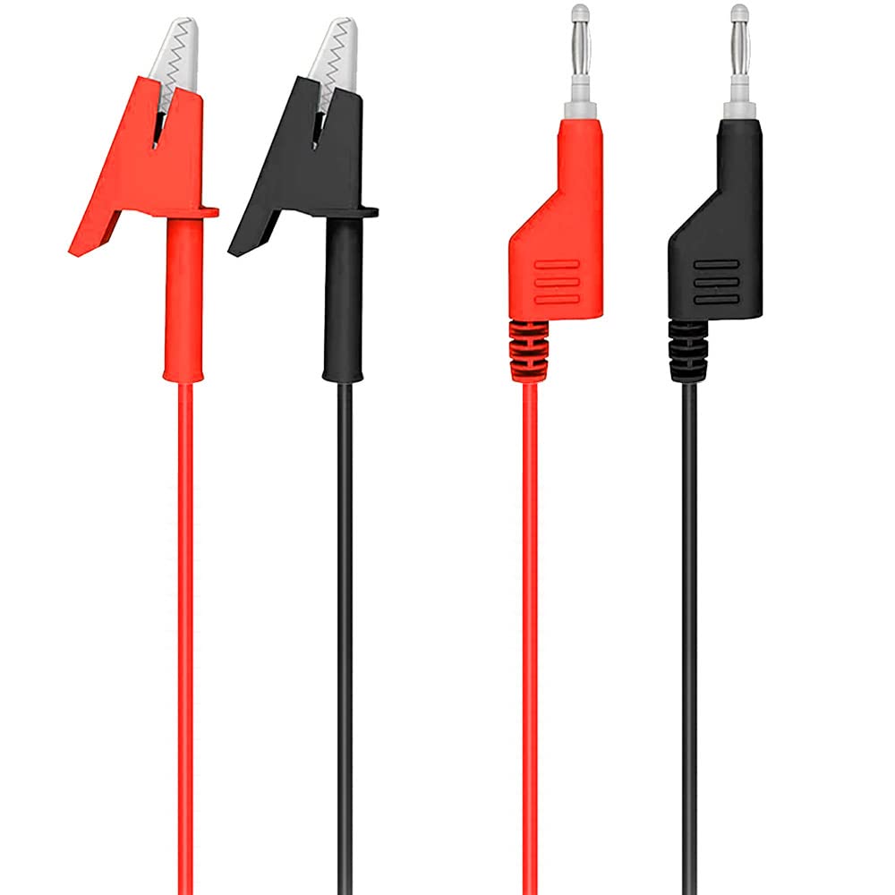 2Pcs 1M Double End Test Lead Wire Line Electrical Voltage 4mm Banana Plug Alligator Clip Crocodile 15A Multimeter DIY Test Wires - 13 - View #4