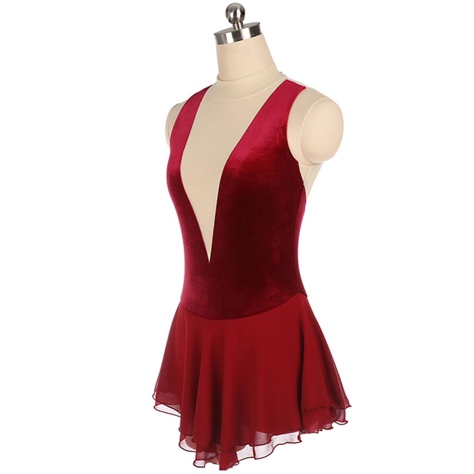 Vestido De Patinaje Artístico for Niñas Y Mujeres, Sin Mangas, Transpirable, De Licra, Personalizable, for Competición De Baile Sobre Hielo