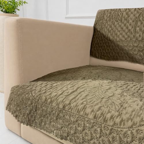 Image of Homerz Premium Petal Charm Sofa Cover | Embossed Floral Pattern | Soft Touch, Anti-Dust & Easy Wash Fabric (Coffee, 1 Seater with Back)