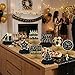 8 Pcs New Years Eve Decorations 2026 Honeycomb Centerpieces, Black and Gold Table Toppers for NYE Party Supplies, 3D Happy New Year Table Eve Decor Props
