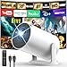 Yoton Mini Beamer, 4K Unterstützt, Full HD 1080P, Android 14.0 Smart Projektor, mit WiFi 6 und Bluetooth 5.4, Unterstützt 200ANSI 8000L, Kompatibel mit HDMI/TV-Stick/Speicherstick... Weiß
