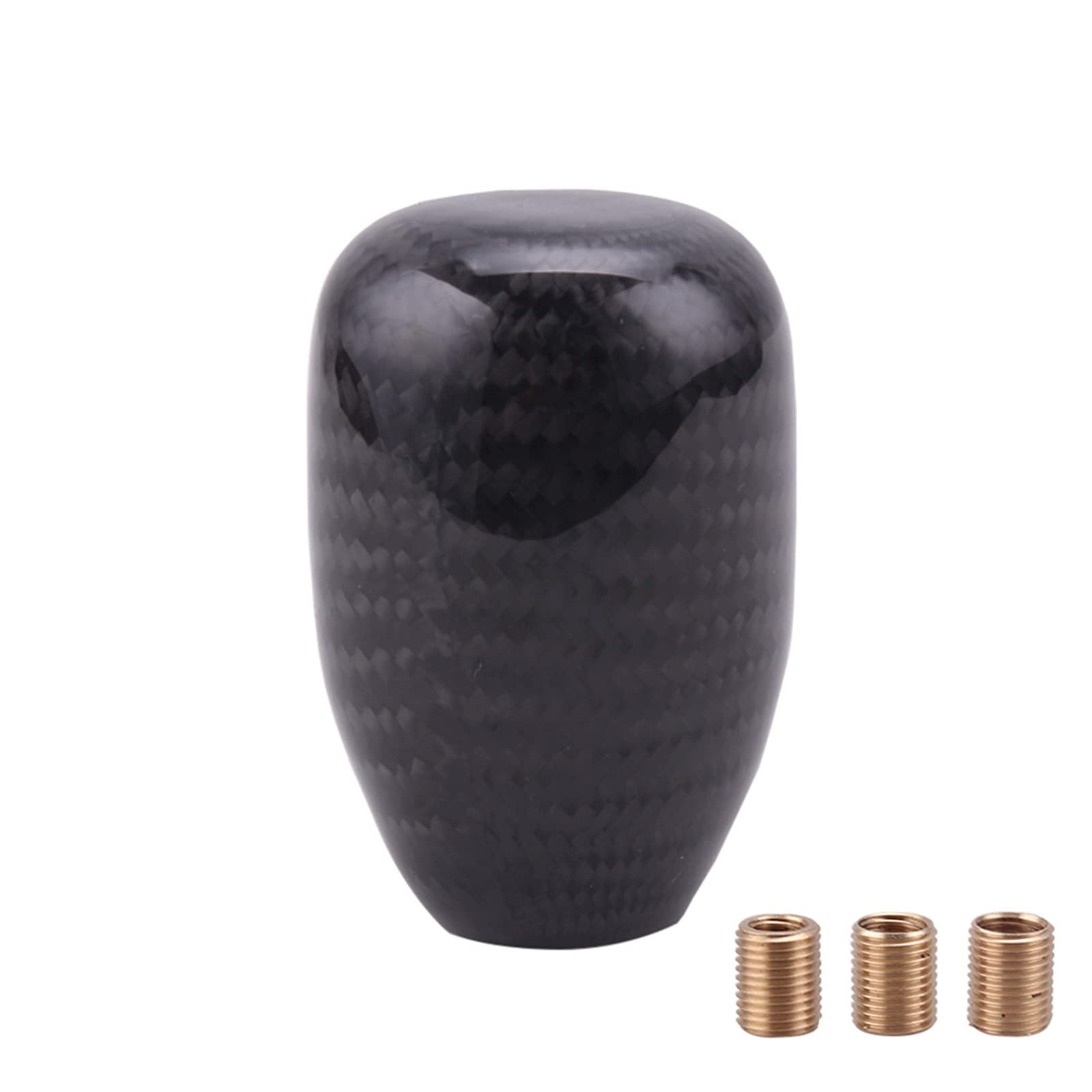 muge racing Carbon Fiber Shift Knob Gear Shifter Knobs with 3 Adapter Most Car Decorations Classic,Black-Short