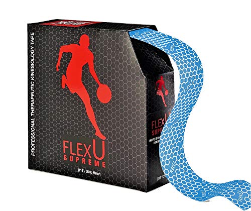 FLEXU - Cinta de kinesiología Azul; Paquete a Granel; Cinta Deportiva de recuperación terapéutica, 35 Metros precortados