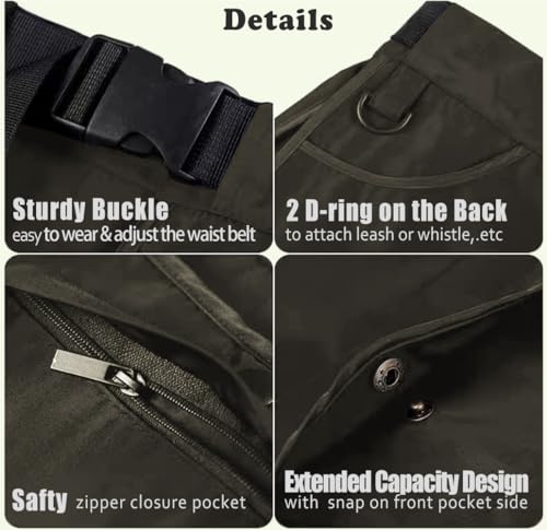 suweisua Hundetrainer-Leckerli-Tasche mit abnehmbaren Taschen, freihändig, Trainingswerkzeuge zur Aufbewahrung von Hüfttaschen für Männer und Frauen, auch für Gartenarbeit, Friseur (grün)