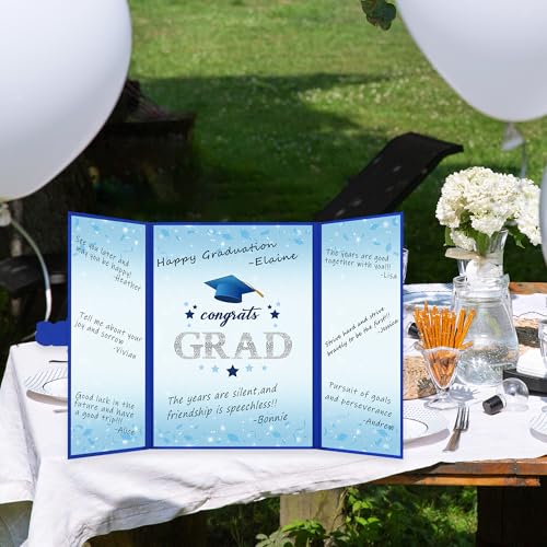 Image of Vlipoeasn 2PCS Graduation Guest Book Alternative, Blue Silver Class of 2026 Graduation Party Decorations, Graduation Signature Book for 2026 College High School, Unique Graduation Gifts for Friends