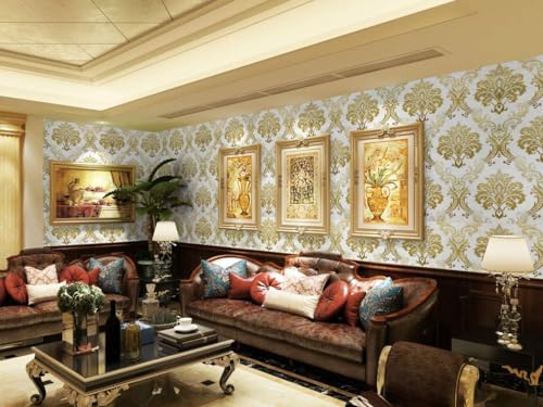 Image of Wallpaper for Walls | Vertical Wood Wall Stickers for Wall Decor | Self Adhersive Wall Paper for Home Kitchen Living Room and Bedroom | 45 Cm X 500 Cm (White Golden Luxury)