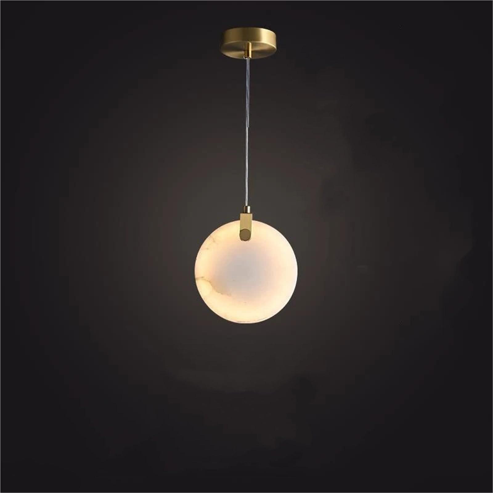 KXEcoLife Natural Marble LED Chandeliers Wire Adjustable Brass Restaurant Kitchen Bedroom Lighting Fixtures