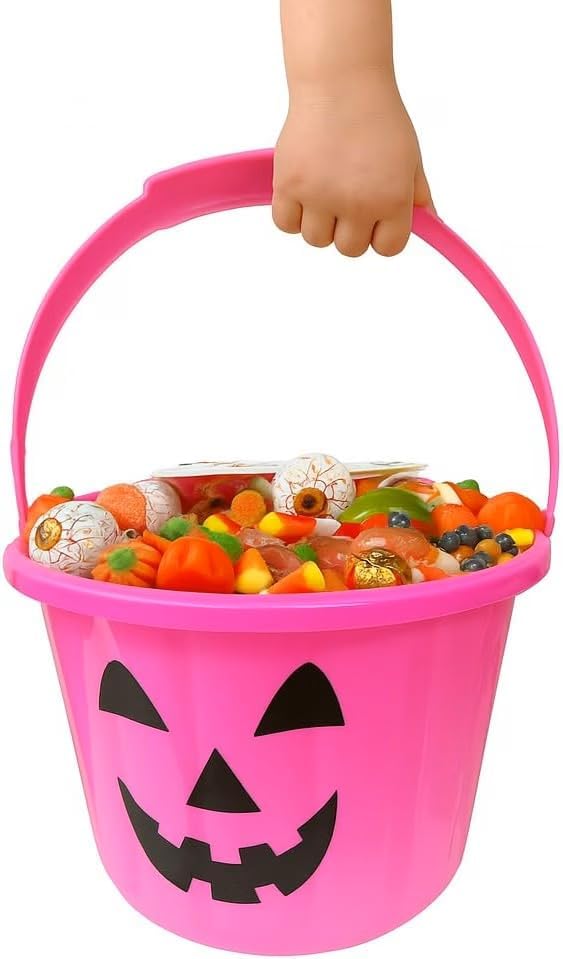 2pc Pink LED Light Up Halloween Jack O Lantern Pumpkin Buckets — 사진 5