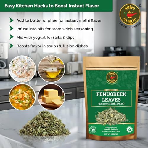 Spice Magic Fenugreek Leaves 2 oz (57g) | All-Natural Dried Methi | Aromatic Herb for Curries, Vegetables, Soups & Blends. - Image 6