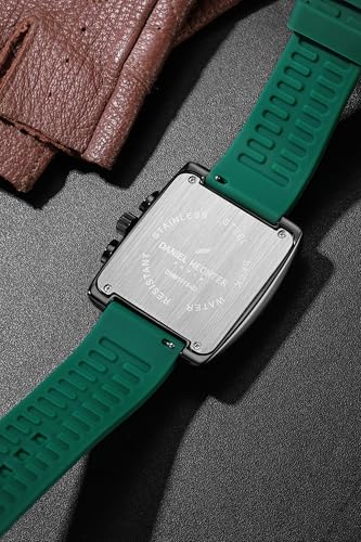 Image of Daniel Hechter Paris Alma Collection Watch for Men Premium Chronograph Watch Black Square Dial Silicone Strap, Multi-Function, Date Display Luxury