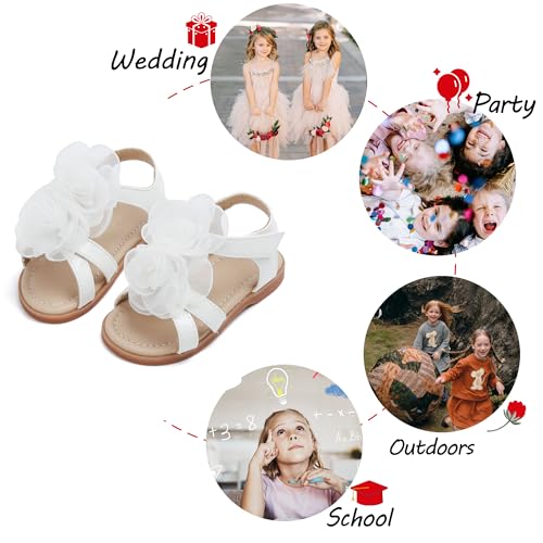 Image of PHIRAMIN Toddler Girl Sandals - Flower Girl Dress Shoes Open Toe Little Kid Wedding Party