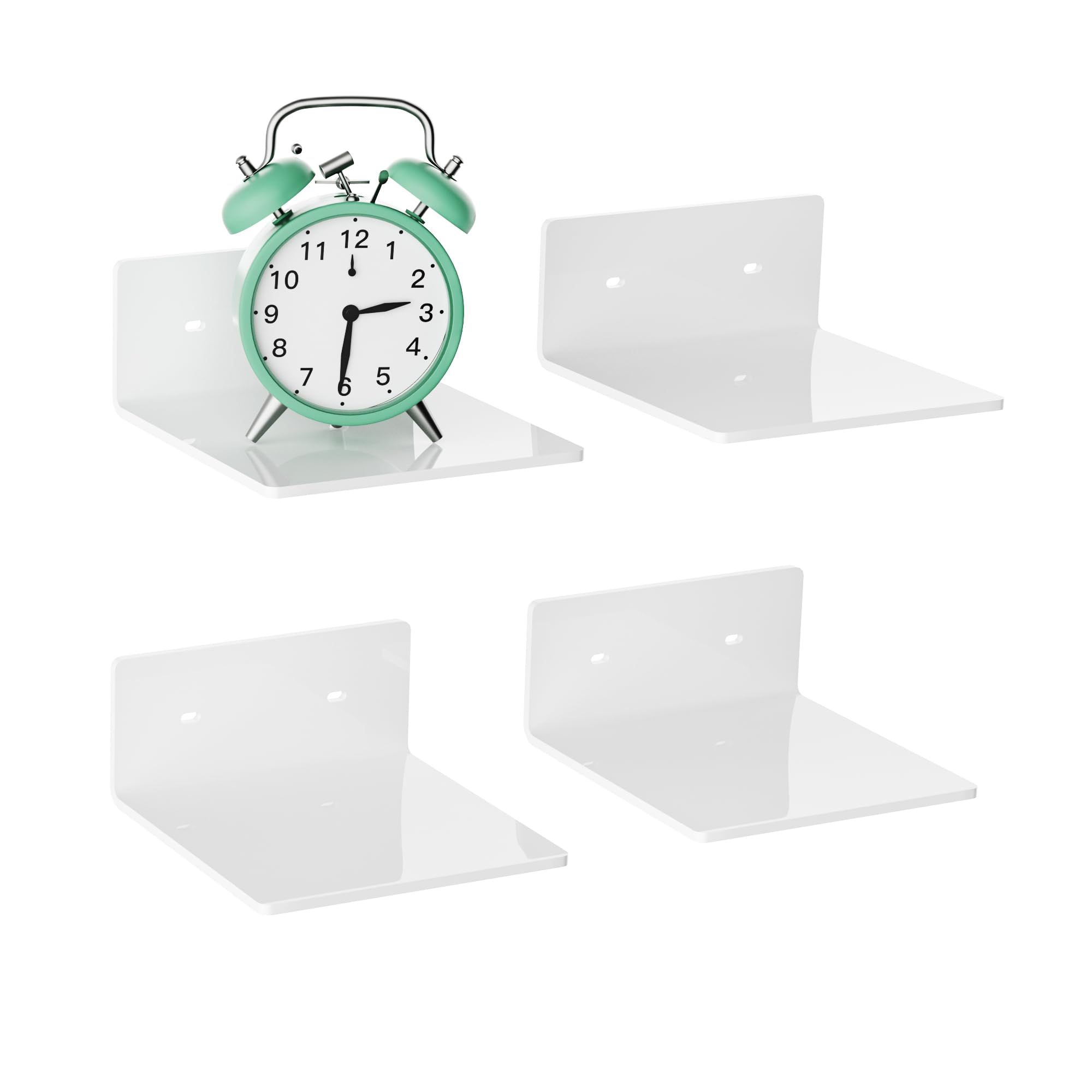 White Acrylic Wall Shelves - Set of 4 -11