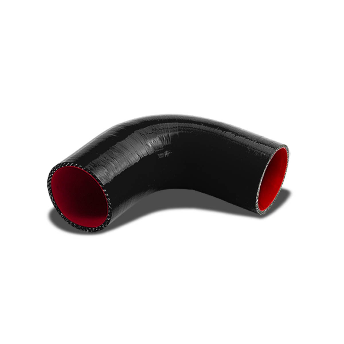Auto Dynasty 2.5 inches 90 Degree Elbow Turbo/Intercooler/Intake Piping Coupler Silicone Hose (Black & Red)
