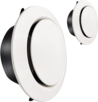 Rhinenet 2 Pack 6 Inch Round Air Vent, White Grille Cover Exhaust Vent ...