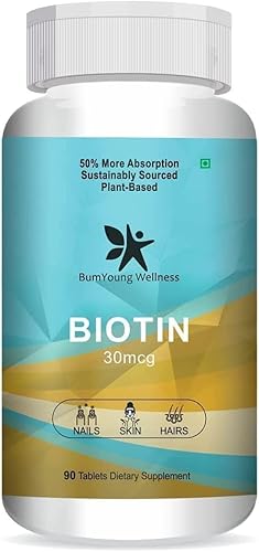 Miniatura 1 de Biotina 30mcg, Suplemento para el crecimiento del cabello, cabello fuerte y piel brillante, combate la fragilidad de las uñas 90 tabletas