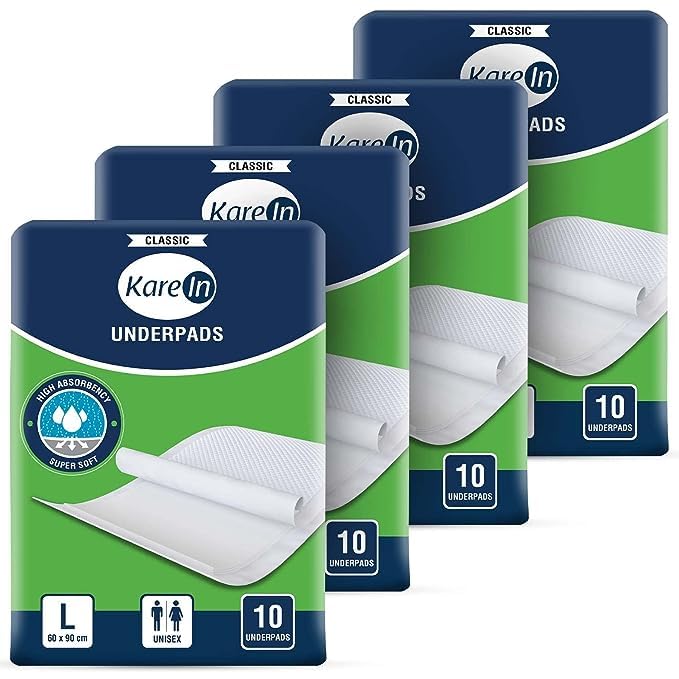 KareIn Classic Underpads, Large 60 x 90 Cm, Superior Absorbency, Leak Proof, Pack of 4, 40 Count White (B0CD1ZN3R4) Amazon Price History, Amazon Price Tracker