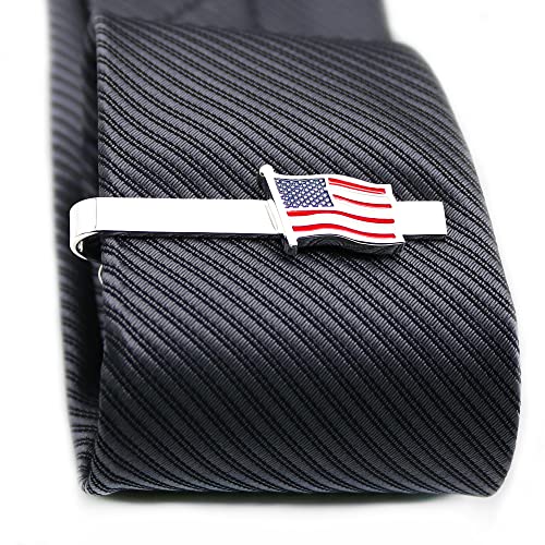 US Flag Tie Clip Clothing Accessories for Weddings, Business Meetings, Officers, Government Departments, Pilots, Soldiers, And Military Friends American Flag Tie Clip (Rectangles Gold) - Thumbnail 5