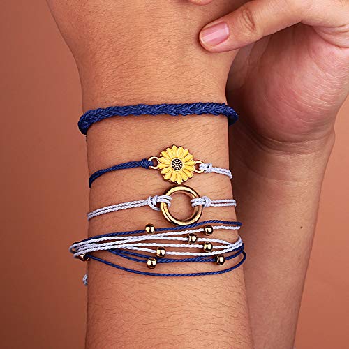 Image of Stackable Sunflower String Bracelets Cute Boho Braided Summer Beach Jewelry
