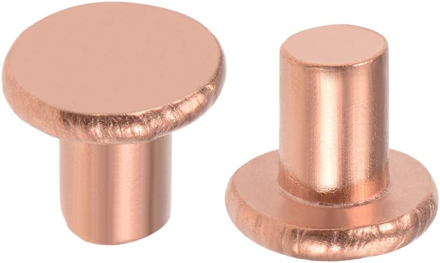 sourcing map 20 Pcs 15/64" x 5/16" Flat Head Copper Solid Rivets Fasteners