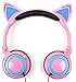 DURAGADGET Auriculares Plegables estéreo con diseño de Orejas de Gato en Color Rosa para Teclado/Piano Digital Casio CTK- 1500 / Casio CTK-240H7 / Casio CDP-230RBKC7
