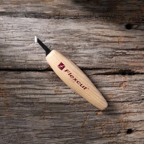 Image of FLEXCUT Wood Carving Tools |Mini Detail Skew | Honed and Polished 1095 High Carbon Steel Blade | 3 /8 Inch Blade | Ergonomic Ash Hardwood Handle| KN31 | Made in the U.S.A.