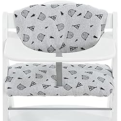 Trona Nordica Hauck Cojín Deluxe Trona madera evolutiva Alpha y Beta Plus - Asiento de algodón en 2 piezas - Almohada trona bebé - Nordic Grey gris