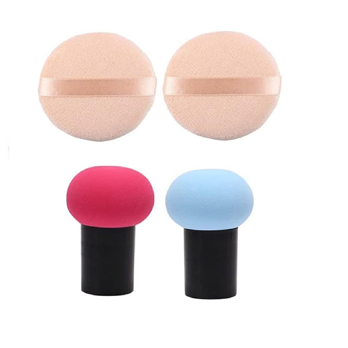 Beautiflame 2 Pcs Round Shaped Powder Puff Soft Makeup Foundation Powder Puff, 2 Pcs Mushroom Blender Puff Makeup Sponge Cosmetic Tools With Storage Box For Women (Multicolour)