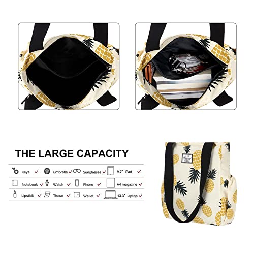 Image of KAMO Floral Tote Bag - Waterproof Lightweight Handbags Travel Shoulder Bag for Hiking Yoga Gym Swimming Travel Beach