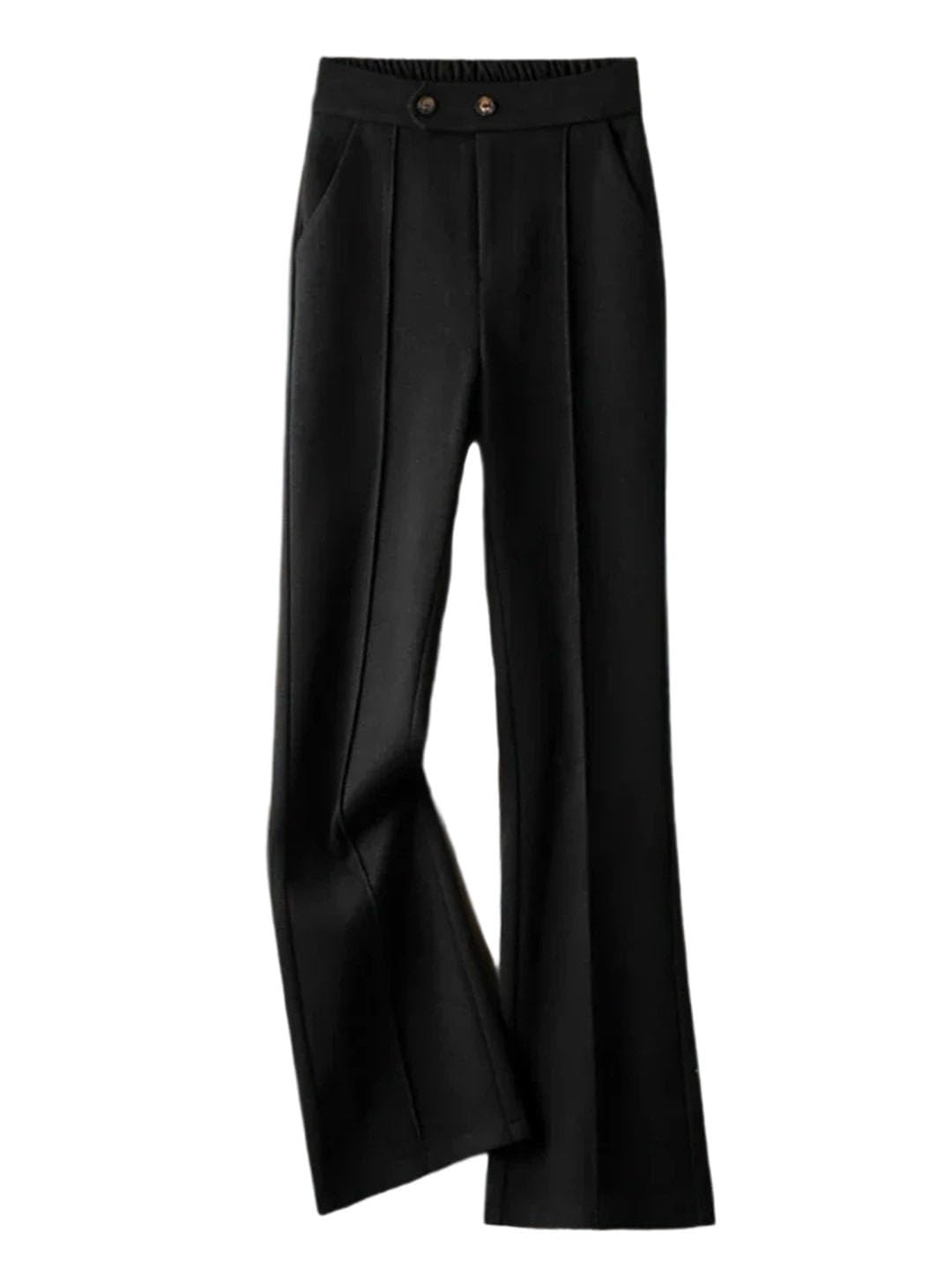 Womens Winter Herringbone Woolen High Waist Warm Comfort Trousers Flare Pants