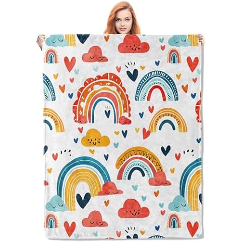 VANZEV Rainbow and Cloud Fleece Blanket Gifts Cover