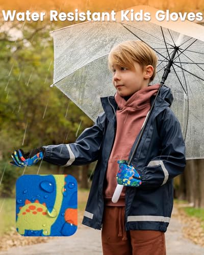 RIGWARL Warm Kids Winter Gloves for Boys Girls, Water-Resistant Touchscreen Gloves with Zipper Cuff, Gifts for Kids Christmas3